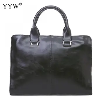 

Men's Executive Briefcase Business Male Bag Portfolio Top-Handle Bags for Men Black PU Leather Handbag A Case for Documents