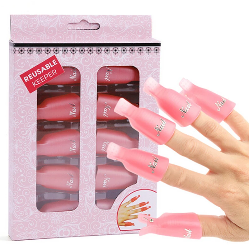 

Manicure Pedicure Accessory Tools 10PC Plastic Nail Art Soak Off Cap Clip Professional Nail Polish UV Gel Polish Remover Wrap