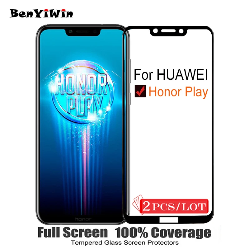 2 шт. 100% оригинальное защитное стекло 9H на весь экран для Huawei Honor Play чехол из