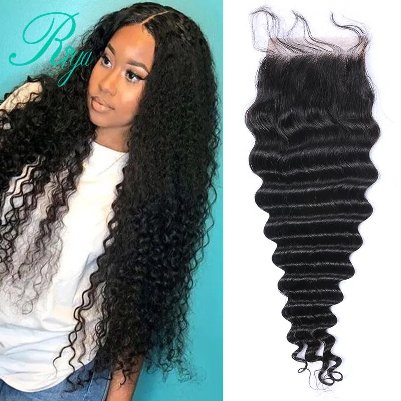 Riya Hair Malaysian Deep Wave 4*4 Lace Closure Free Part Natural Color