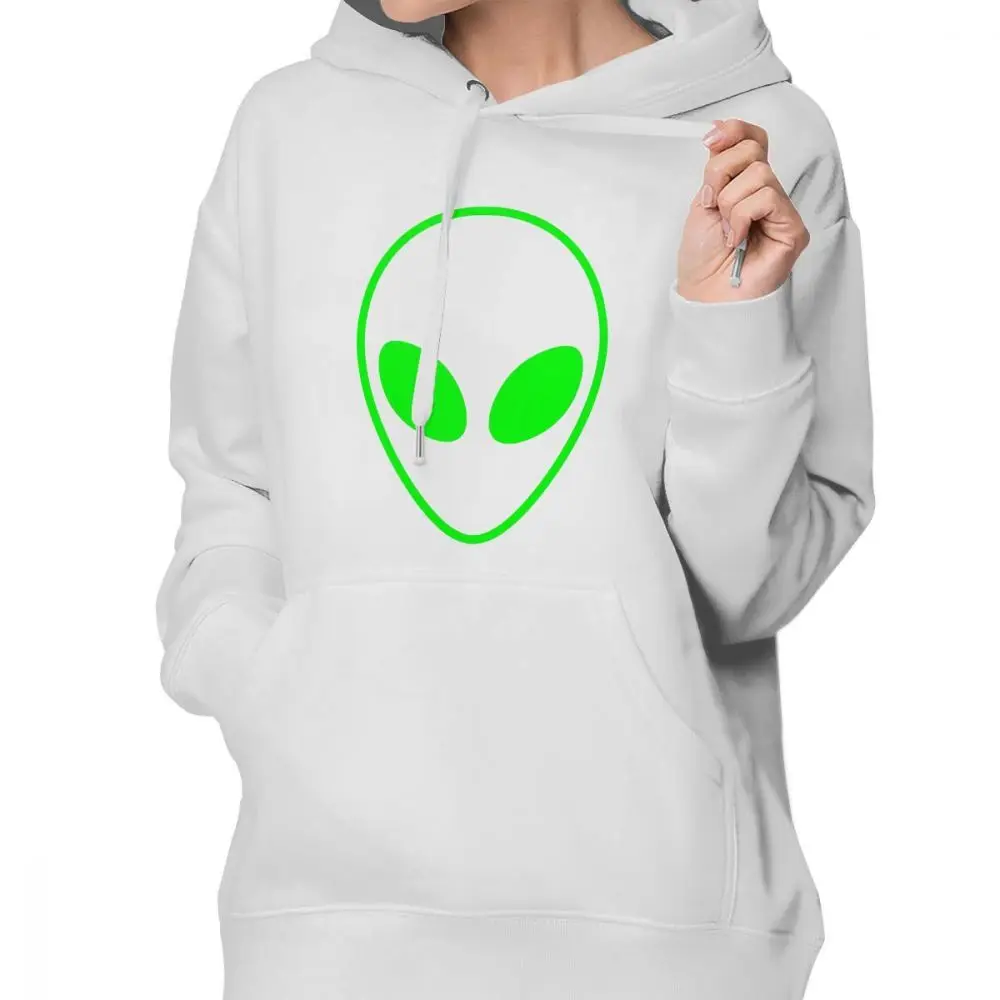 Серая толстовка «чужой» инопланетянин голова контур зеленые толстовки сексуальные серые толстовки женская уличная одежда с принтом длинный рукав хлопковый пуловер с капюшоном - Цвет: Белый