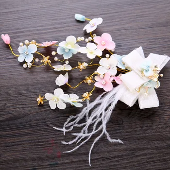 

Color handmade feather flower head ornaments 2018 new bride hair ornaments Elegant bridal flower ornaments
