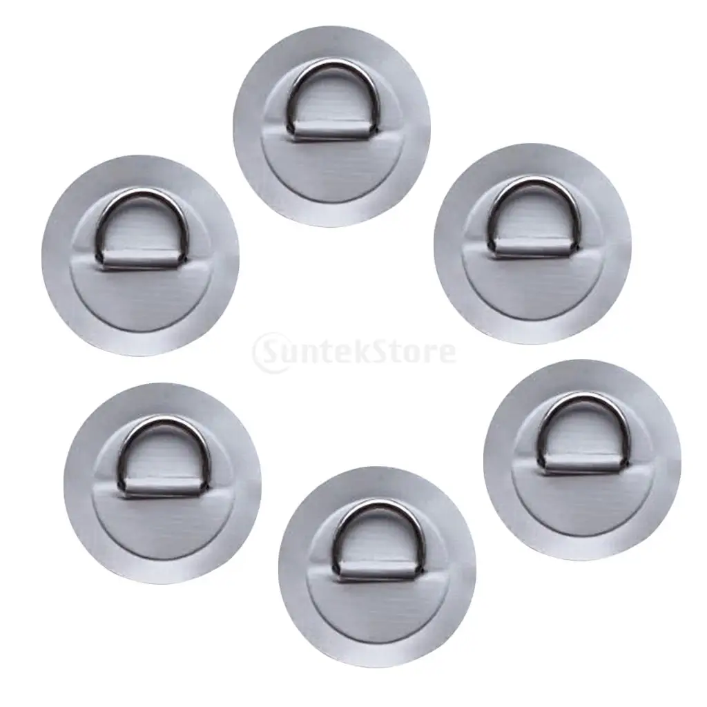 6pcs/set 8cm 316 Stainless Steel D Ring Pad/Patch for PVC Inflatable Boat Raft Dinghy Canoe Kayak Surfboard SUP