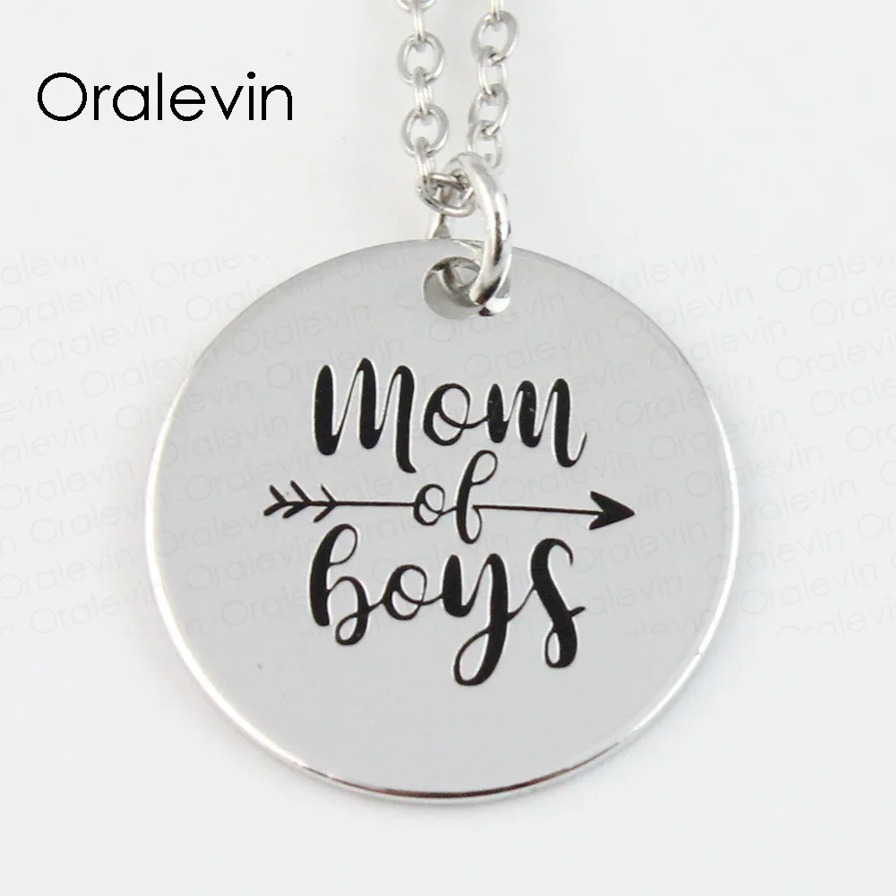 Оптовая продажа подвески с гравировкой MOM OF BOYS ожерелье на заказ подарок для мамы