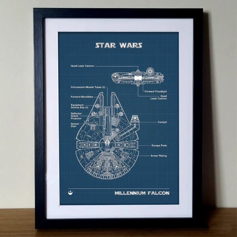 Star Wars Blueprint Canvas Prints Home Wall Decor