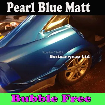 

Pearl Blue Matte Vinyl Wrap Air Release Electric Blue Matt Pearl Car Wrap Film Vehicle Covers size 1.52x30m/Roll Free Shipping
