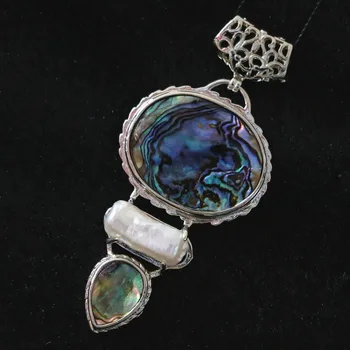 

New Abalone oval teardrop 32x58mm white irregular shell pendant special fit chain necklace jewelry B1150