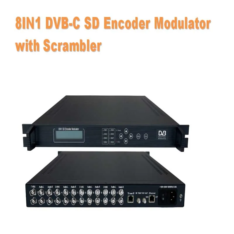 8В1 MPEG-2 кодировщик AV DVB-C модулятор с Scarmbler(8AV in, DVB-C out) цифровой ТВ головная система SC-4207