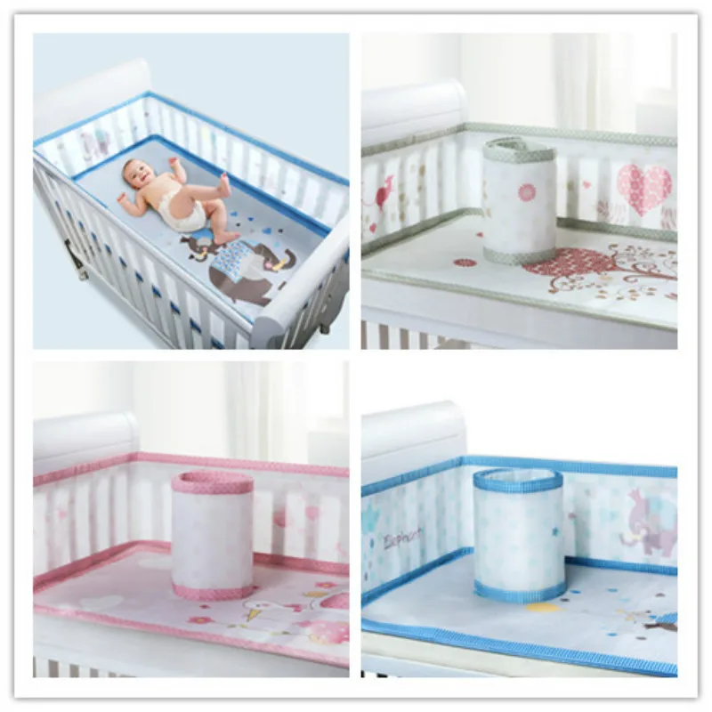 

2Pcs Printed Baby Cot Crib Bumper Baby Breathable Mesh Summer Anti-collision Protector Bed Surrounding Kit Bedding Supplies