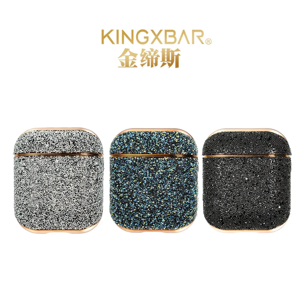 

Full Diamonds Case For Airpods 2 Luxury Wireless Charging Bluetooth Earphone Holder Bag Protective Cover Shockproof KINGXBAR