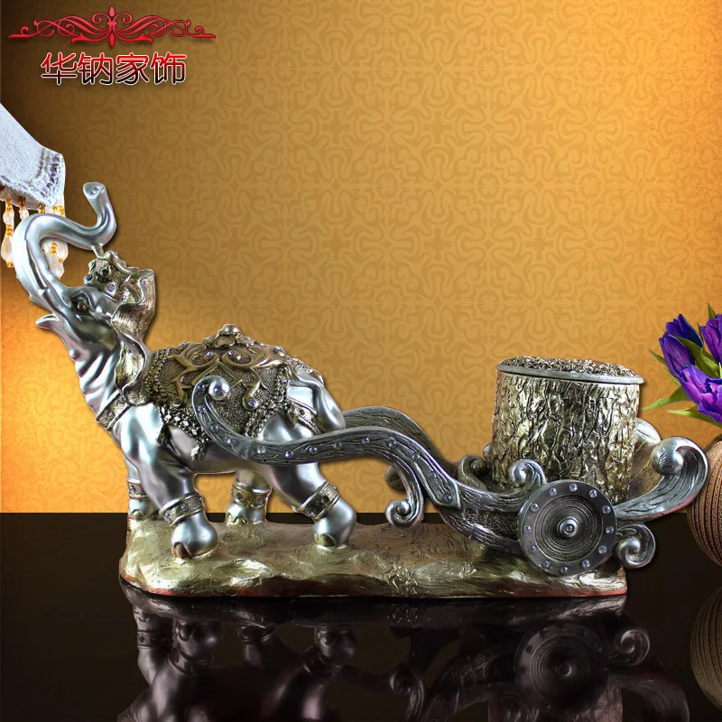 

2016 New Feng Shui Lucky Auspicious Ornaments Like Elephants Pull Gold Resin Crafts Ornament Elephant Living Room Decoration