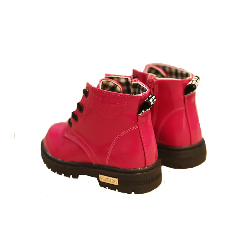 Детские msmax ботинки из искусственной кожи с молнией, на резиновой подошве, обувь для девочек Водонепроницаемый для маленьких мальчиков весенние туфли Martin; мотоботы; сапоги