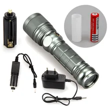 2500LUMENS 2X XM-L T6 + UV Violet LED Adjustable ZOOM Flashlight Torch AAA+AC Charger+Car Charger+3000mAh Battery