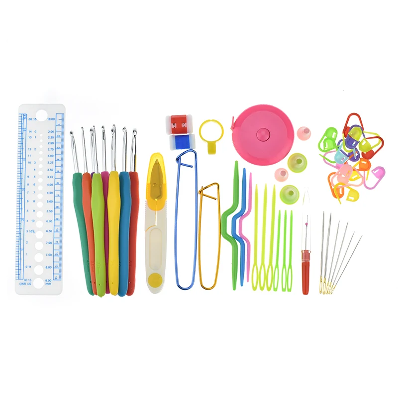 Fashion Crochet Hook Set 9 pcs Crochet Hook Sewing Needles Scissors Yarn Knitting Accessories With Case Best Gift For Mom Women (6)