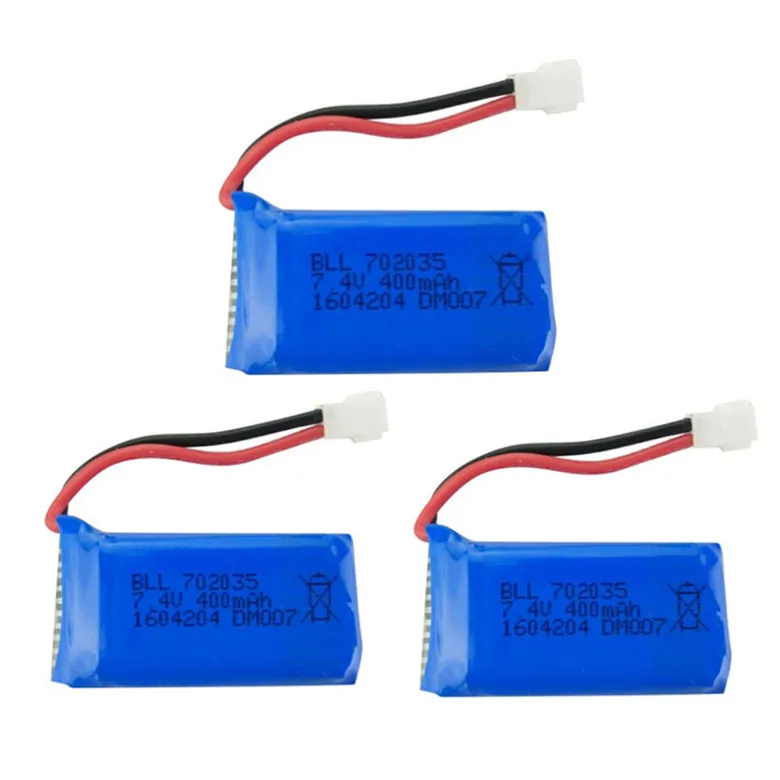 

BLL battery 3Pcs Upgraded 7.4V 400mAh Lipo Battery 7.4V 2S for DM007 RC Quadcopter Part