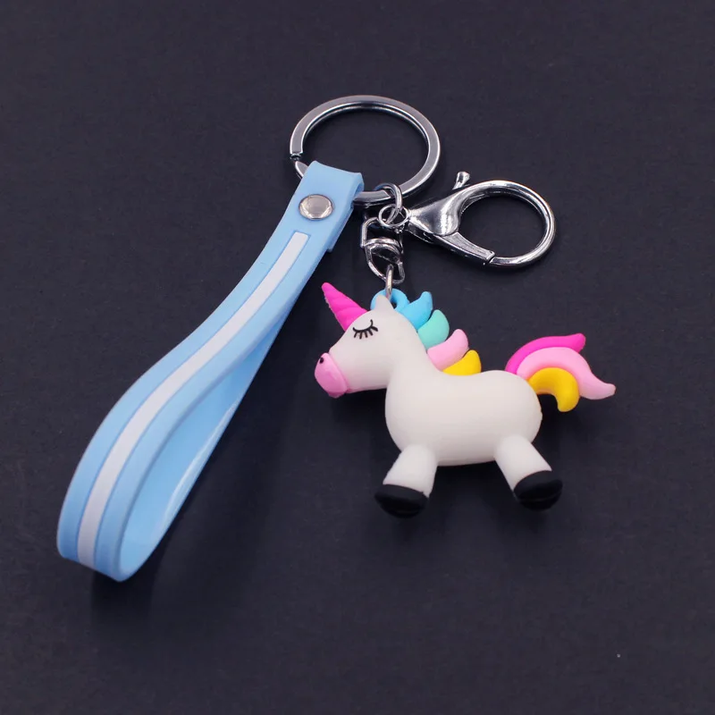 

2019 Fancy&Fantasy Hot Sale Cute Unicorn Keychain Animal PVC Keychains Women Bag Charm Key Ring Pendant Gifts High Quality