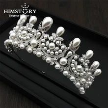 Big Round Pearl AAA Zircon Hair Crown Tiara Princess Cubic Zirconia Crowns Diadem Wedding Hair Accessories Bridal Jewelry Gift luxury classic cz cubic zirconia wedding bridal tiara crown diadem women hair jewelry accessories s17802