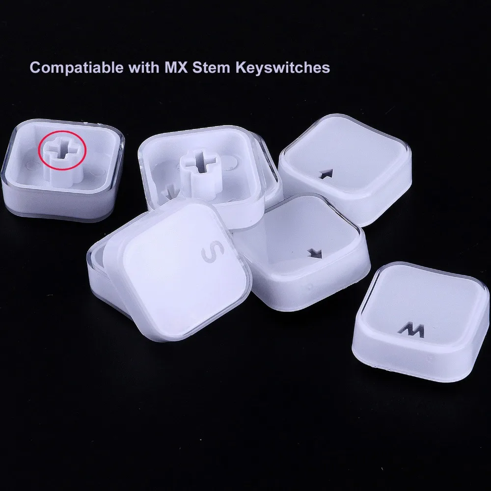 Белые низкопрофильные колпачки для механической клавиатуры Crystal Edge, белые колпачки для ключей, съемник, жесткий пластик, 104 клавиш, макет США