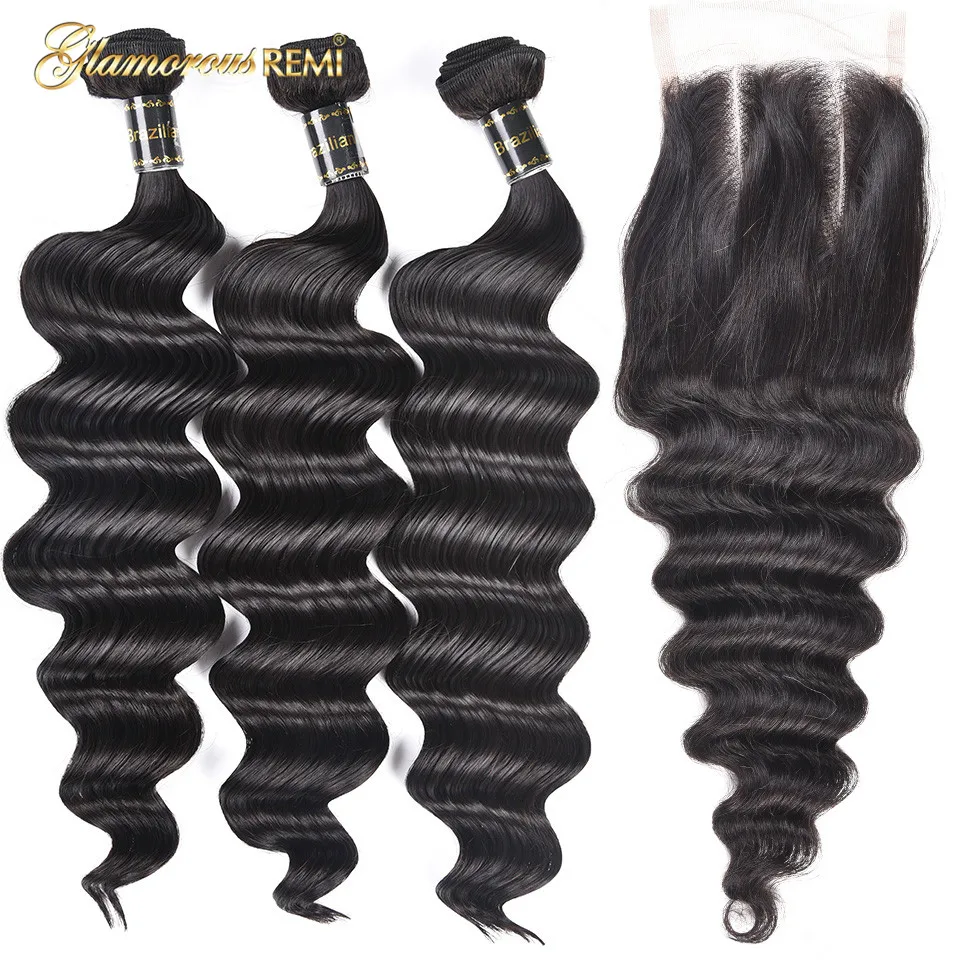 Brazilian Loose Deep Wave Bundles With Closure 8a Virgin Hair Wet and Wavy Human Hair Extension Natural Color Thick Hair Closure Brazilian Loose Deep Wave Bundles With Closure 8a Virgin Hair Wet and Wavy Human Hair Extension Natural Color Thick Hair Closure