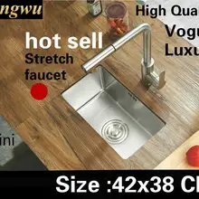 Домашний Мини балкон кухня ручная раковина одинарная мойка растягивающийся кран 304 нержавеющая сталь роскошный горячий продавать 42x38 см