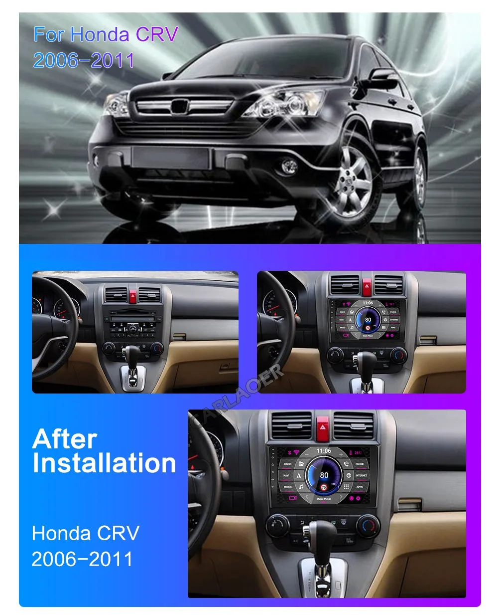 2G+32G For Honda CRV CR-V 2006- Car Radio Multimedia Player 2 din 9"Android 8.1 Auto Radio navigation stereo wifi navi gps