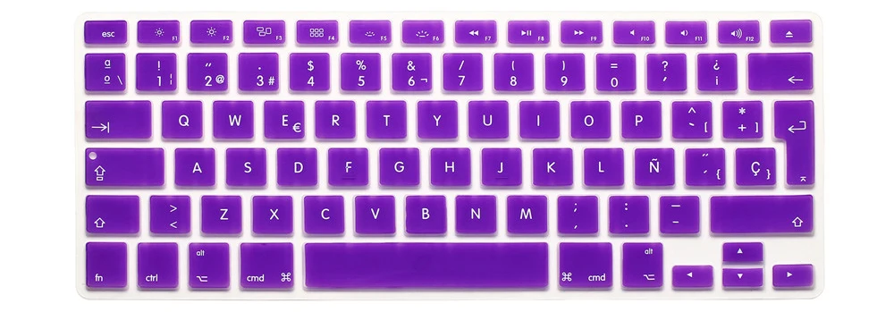 HRH шт. 50 шт. испанский ESP силиконовая клавиатура Чехлы для мангала клавиатуры Скины протектор MacBook Air Pro Retina 13 15 17 ЕС Версия - Цвет: Purple