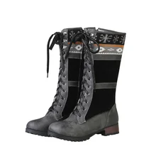 Женская обувь, сапоги с круглым носком, теплые зимние сапоги для женщин, черные сапоги