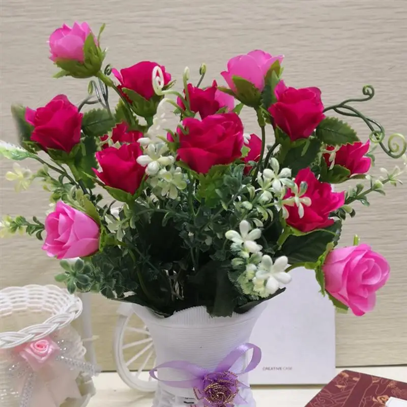 

2PCS Artificial Rose Flower Elegant Artificial Flower Fake Plant For Home Office Ornaments