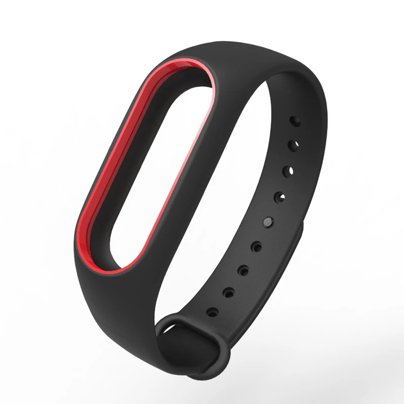 Силиконовый ремешок для Xiaomi mi 2, ремешок для браслета mi Band 2, цветной ремешок, сменный смарт-браслет для mi band 2, аксессуары - Цвет: Black Red