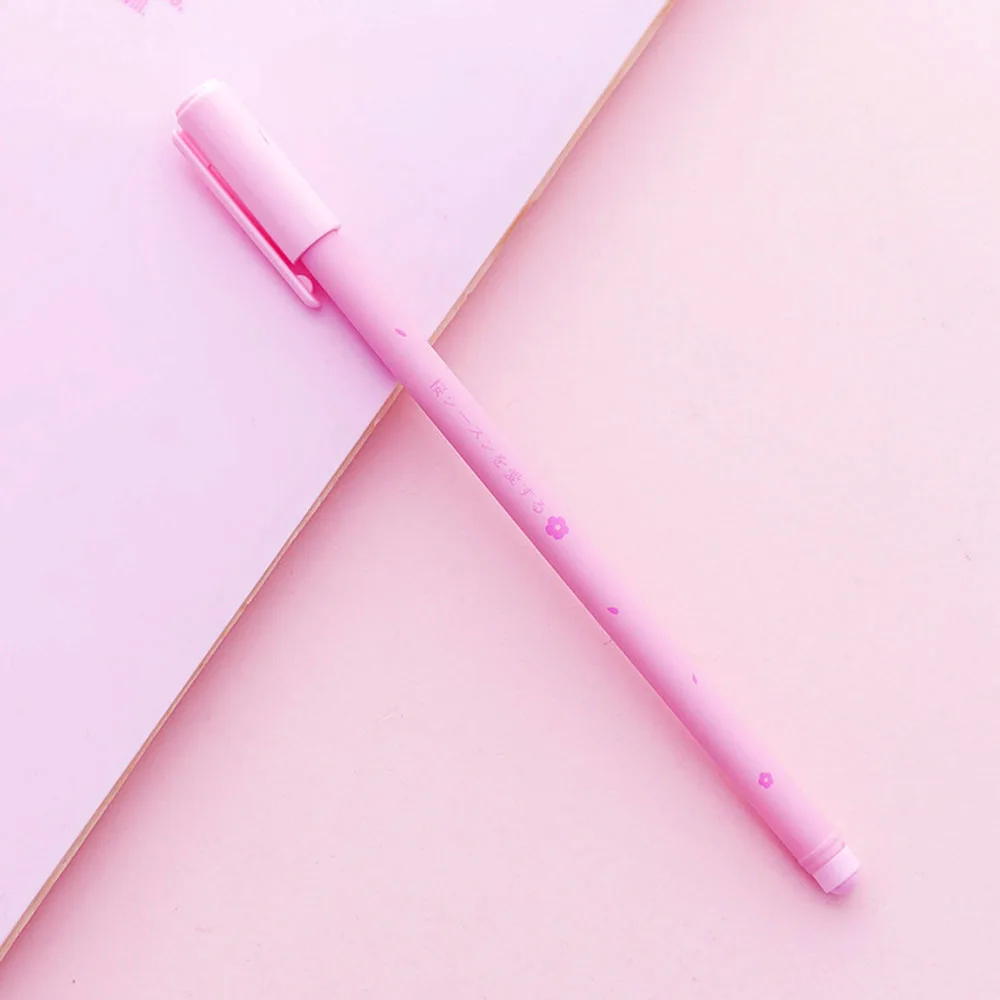 1 шт., милые гелевые ручки Kawaii Cherry blossom, черные чернила, 0,38 мм, Мультяшные Пластиковые Гелевые Ручки для письма, офисные школьные принадлежности, канцелярские принадлежности - Цвет: pink
