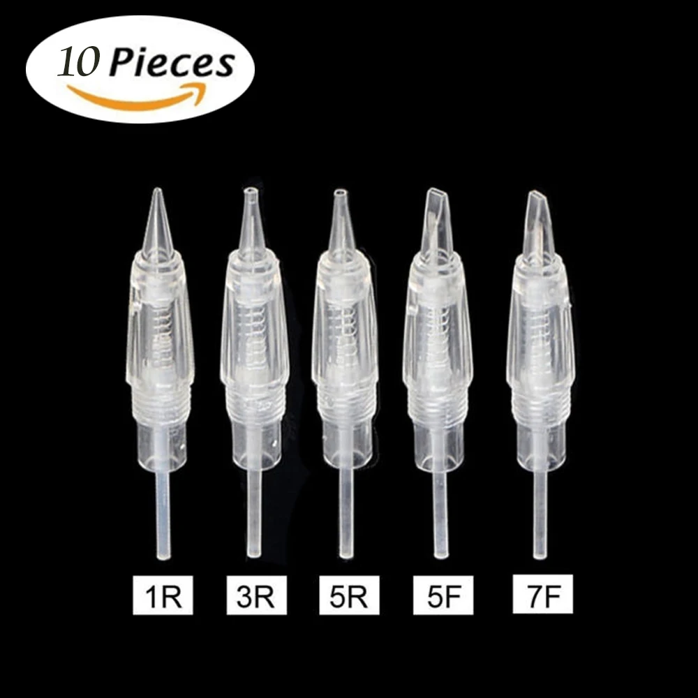 

10pcs Disposable 1/3/5RL 5/7F Permanent Makeup Tattoo Needles Microblading Embroidery Ink Cartridges For Eyebrows and lips
