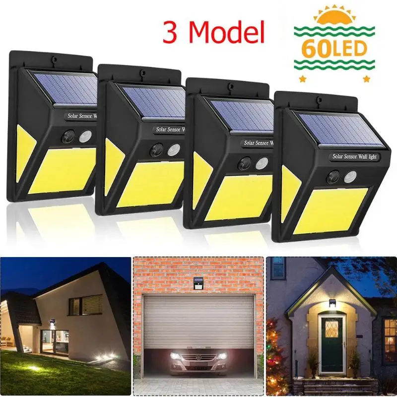 

60LED COB Outdoor Solar Lamp Motion Sensor IP65 Waterproof Landscape Courtyard Path Night Wall Light 48 + 6 + 6LED Three Modes
