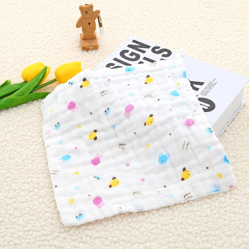 Baby Face Towel 25x25cm 6 Layers Muslin Cotton Soft Baby Towels Handkerchief Bathing Feeding Face Washcloth Wipe Burp Cloths