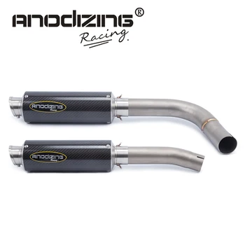 

Motorcycle Link Pipe Stainless Steel carbon fiber Exhaust Muffler Silence Set Link Middle Pipe for YAMAHA R1 2009 10-14 slip on