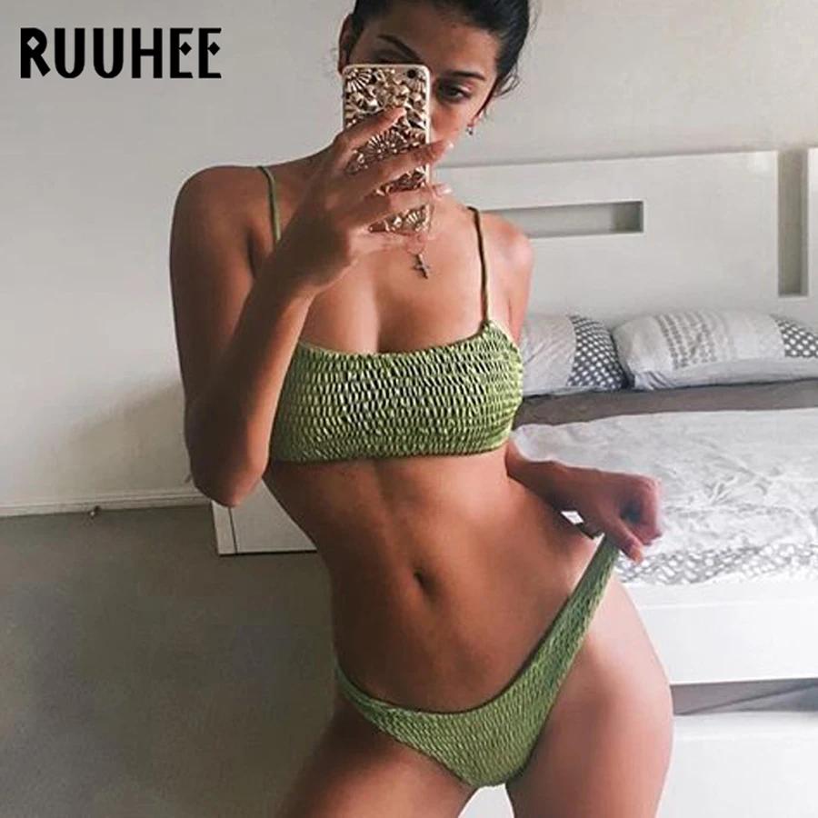 RUUHEE/брендовый купальник бикини женский 2018 комплект с оборками купальный костюм