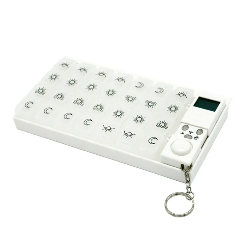 

28 Grid Weekly 7 Days Portable Electronic reminder Pill Box Plastic Holder Pill Cases Separable combination 4 groups of reminder