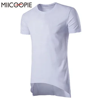 Summer Long T-shirt Men Solid Color Short Sleeve Cotton T Shirt O-neck Slim Men