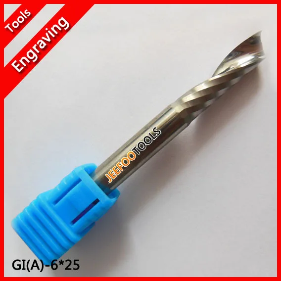 

6*25mm Precision One Flute Carbide Milling Tools, Router Bits, CNC Engraving Bits on Acrylic