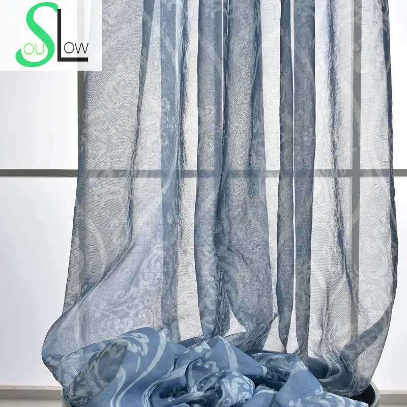 Slow Soul azul juventud onda fugaz moderno minimalista chino Cortina Floral cortinas Cortina para sala cocina dormitorio Slow Soul azul juventud onda fugaz moderno minimalista chino Cortina Floral cortinas Cortina para sala cocina dormitorio