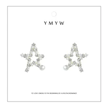 YMYW, модные, романтические, стразы, звезда, геометрические серьги-гвоздики, серьги с искусственным жемчугом для женщин, свадебные, Bijoux En Argent 925