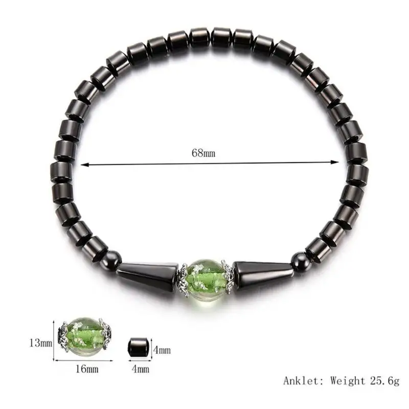 1Pc Weight Loss Round Black Stone Magnetic Therapy Anklet Health Care Magnetic Hematite Stretch Anklet For Men Women Jewelry 15 1Pc Weight Loss Round Black Stone Magnetic Therapy Anklet Health Care Magnetic Hematite Stretch Anklet For Men Women Jewelry 15