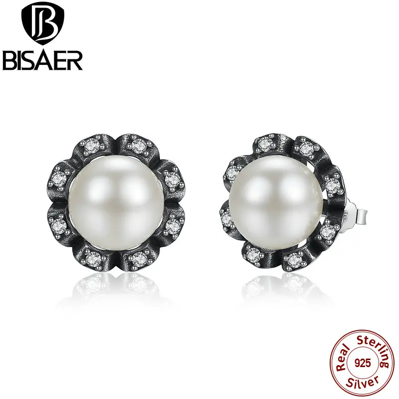 

Original 925 Sterling Silver Everlasting Grace Stud Earrings Fresh Cultured Pearl Women Jewelry WEUS424