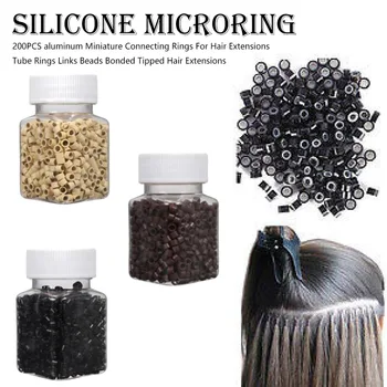 

200Pcs Aluminum Miniature Connecting Rings For Hair Extensions Tube Rings Links Beads Bonded Tipped Hair Extensions
