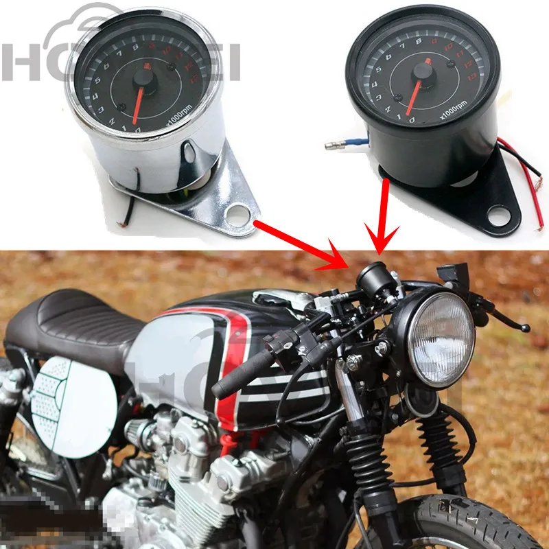 

12V 1000RPM universal motorcycle retro LED speedometer Odometer Instrument tachometer LED Screen Meter Gauge for honda Suzuki