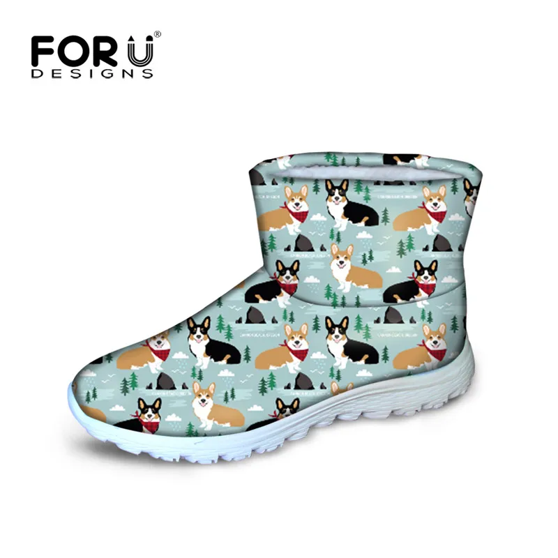 FORUDESIGNS Cute Printing Women's Winter Shoes Keep Warm Snow