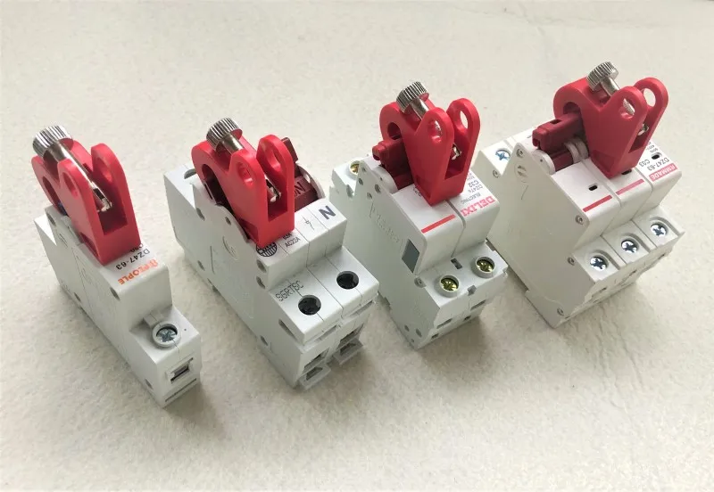 

10pcs/lot breaker lockout lock dogs, MCB lock ,toggle lock safety circuit breaker lock, multi pole MCB lockout tool-free lockout
