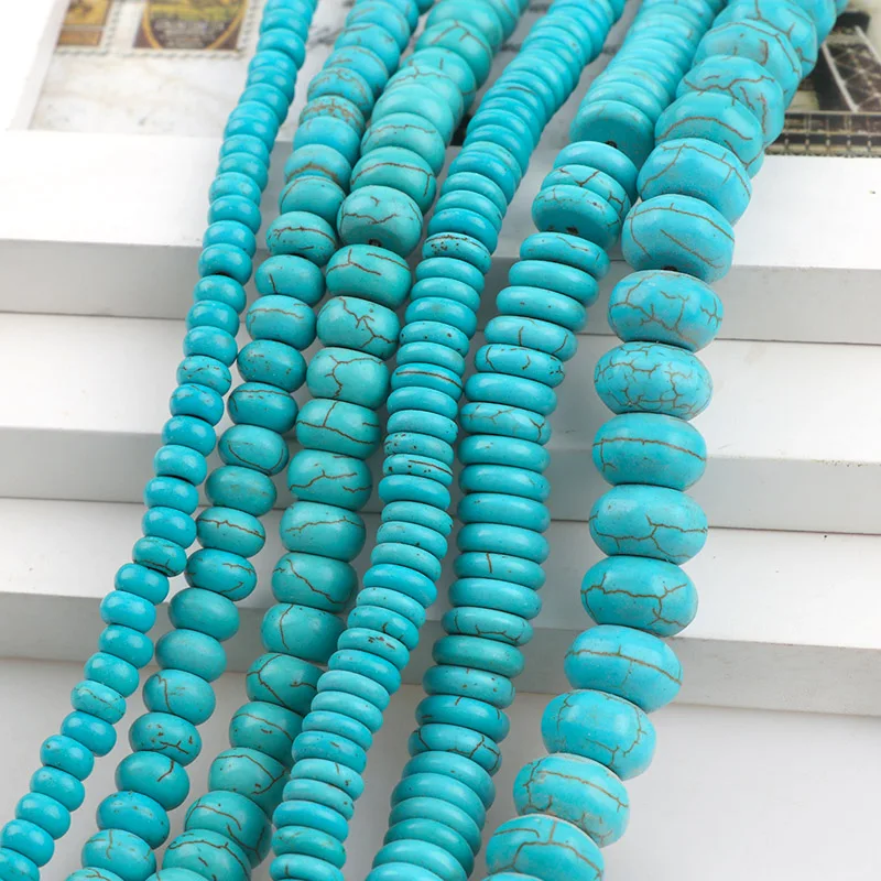 ManmadeStone Sky Blue Turquoises Howlite Beads Abacus Loose Spacer Seed Stones Beads DIY Bracelets Necklace Jewelry Findings