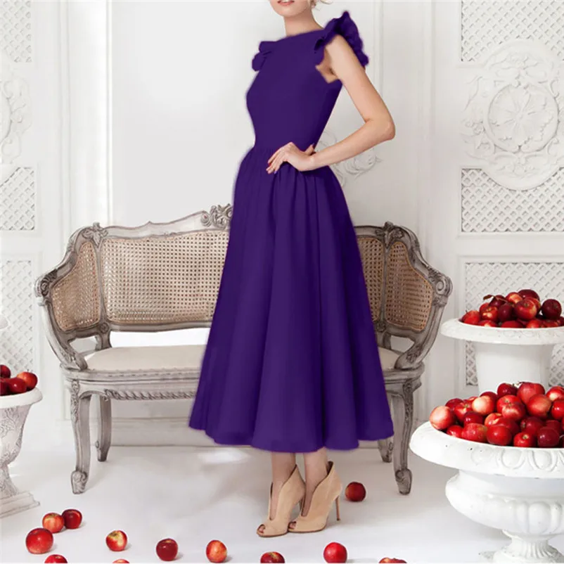 Women Formal Butterfly Sleeveless O-Neck Prom Evening Party Mid-Calf Dress new arrival stylish gorgeous the dress N28 (21)
