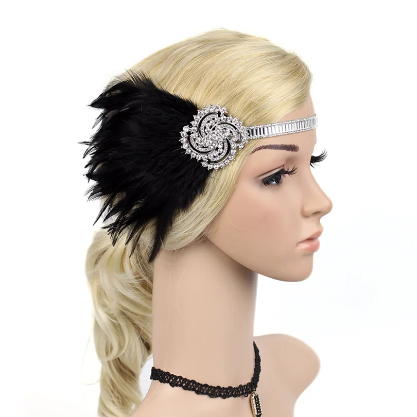 Vintage Feather 1920s Flapper Great Gatsby Headband Elegant Roaring 20s Bridal Headpiece Flapper Girl Costume Hair Accessories Costume Accessories Aliexpress