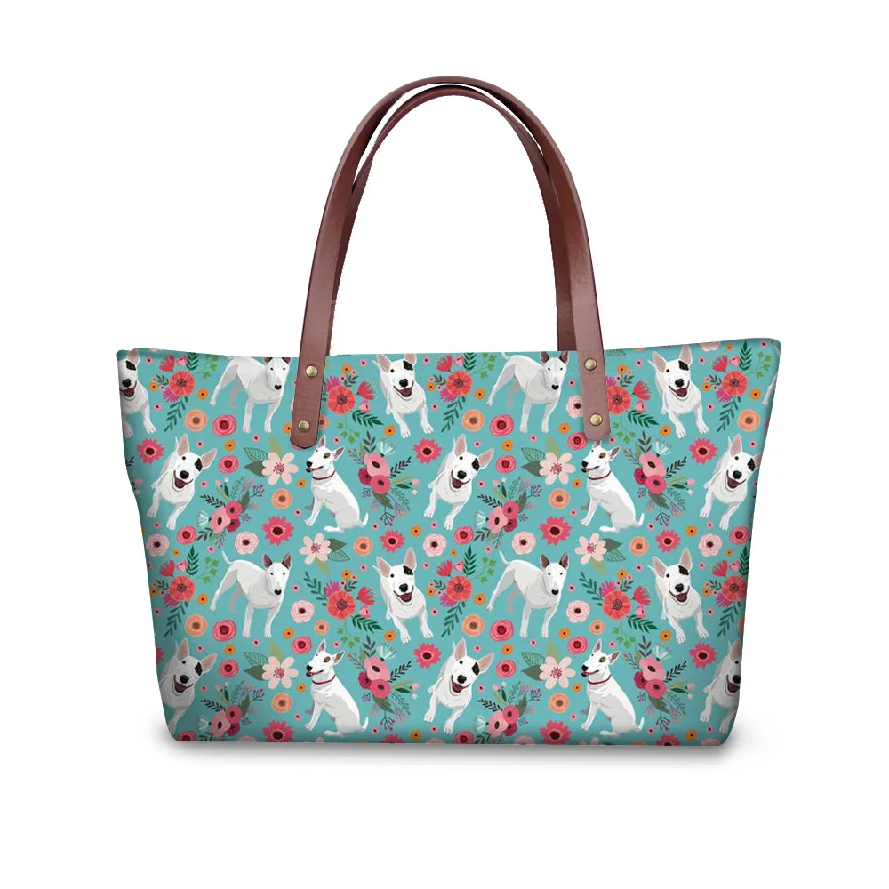 

Customized Women Shoulder Bag Bull Terrier Print Top-handle Bags Ladies Tote Bolsa for Travel Fashion Handbag Clutch Bolsa 2019